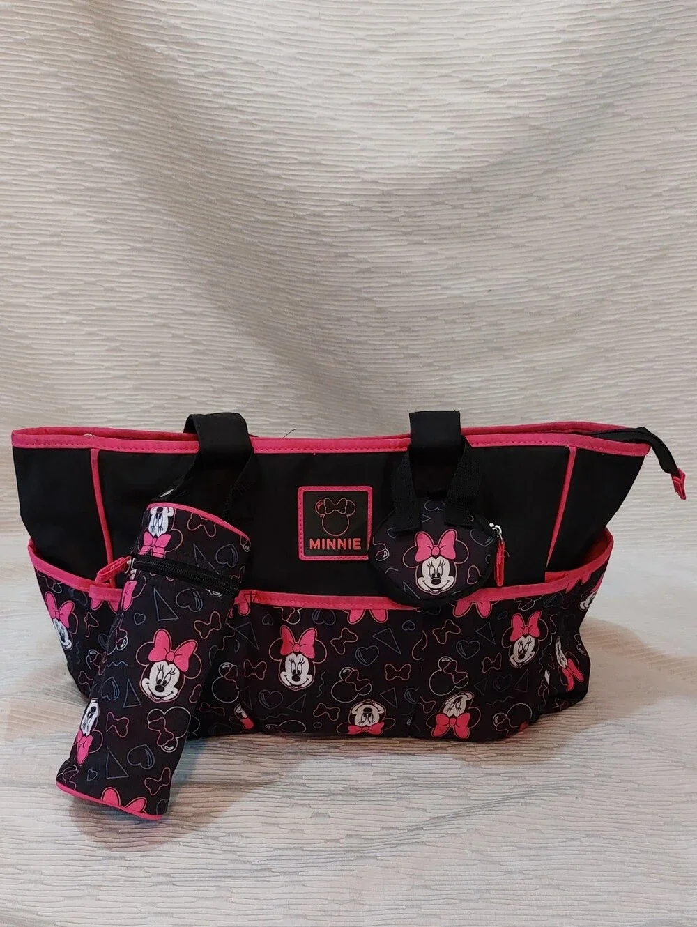Disney Minnie Black and Pink Diaper Tote